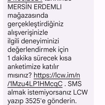 LCW Anlamsız Ürün Değerlendirme Mesajı