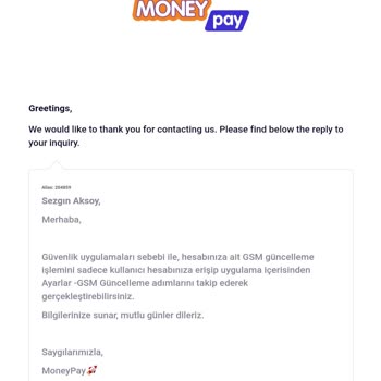 Eski Numaram Olmadığı İçin MoneyPay Hesabıma Ulaşamıyorum