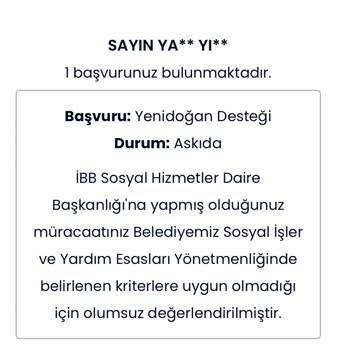 İBB - İstanbul Büyükşehir Belediyesi Yenidoğan Destek Reddi