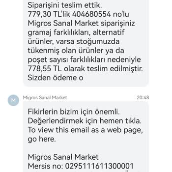 Migros Teslim Edildi Diyerek Siparişlerimi Teslim Etmedi