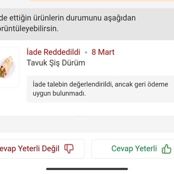 Trendyol Yemek Ve Trendyol Satıcılarına Bildirmek İsterim