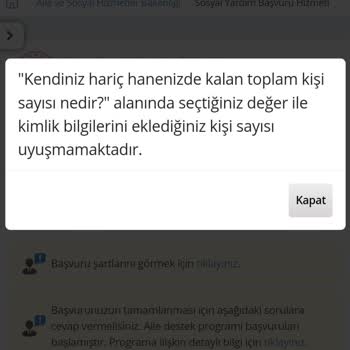 Aile ve Sosyal Hizmetler Bakanlığı Sosyal Yardim Başvuru Olmuyor