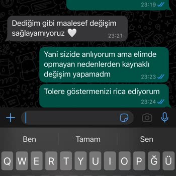 Beyhan Butik Değişim Yapılmadı Süreden Kaynaklı Elimde Olmayan Nedenlerden Kaynaklı