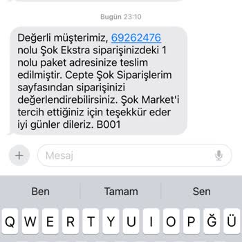 Şok Market Bana Göndermediği Ürünü Teslim Edildi Gösteriyor