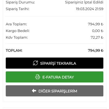 Hayalimdeki Ayakkabı Sipariş İptali Ve İade Sorunu