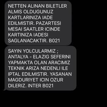 Öz Elazığlılar Turizm Seyahat İçin Seçilen Otobüs Sefer İptali Mağduriyeti