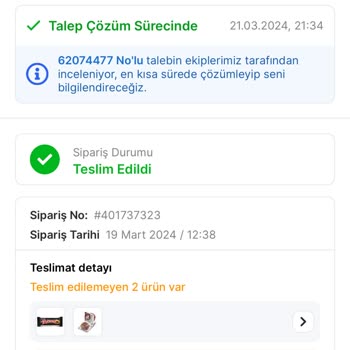 Migros Siparişim Gelmedi Teslim Edildi Görünüyor