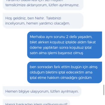Obilet.com Koşulsuz İptal Başarısız