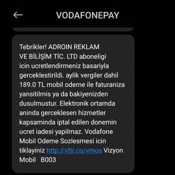 VizyonMobil Benden Habersiz İşlem Yapılmış