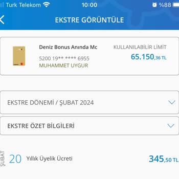 Denizbank Yıllık Kart Aidat İptali