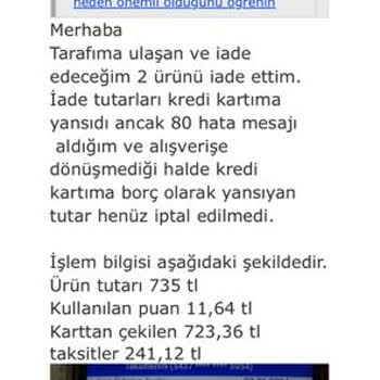 Pazarama Hatalı İşleme Ait İadeyi Yapmıyor
