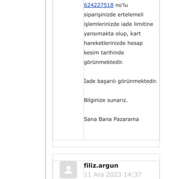 Pazarama Hatalı İşleme Ait İadeyi Yapmıyor