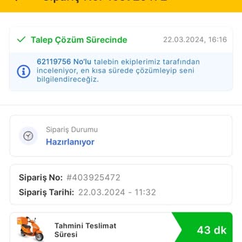 Migros Hemen 1.443 Dakika Sonra Teslimat