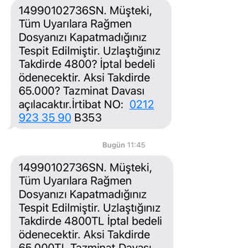 STANDARTDNS (SMS) Şahsım Adına Gelen Uzlaşma Mesajı