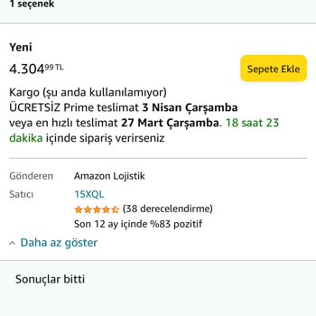 Amazon Öncelikli Sipariş 12 Gündür Yok