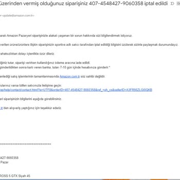 Sportive Rızam Olmadan Siparişimin İptal Edilmesi