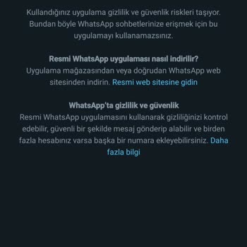 WhatsApp Resmi Olmayan Uygulama Hatası