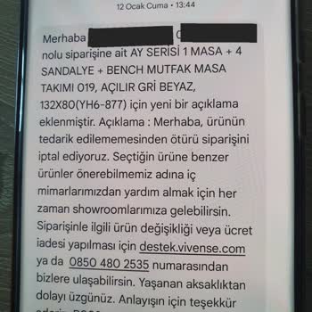 Vivense İptal Edilen Ve Teslim Edilemeyen Ürünler