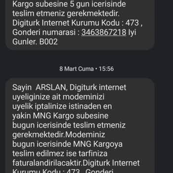 Digiturk Modem İade Sorunu