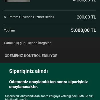Sahibinden Param Güvende İle Alışveriş Yaptım Ama Param Yok