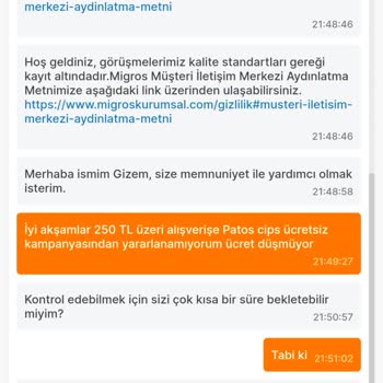 Migros Sanal Market Hediye Ürün Ücret Düşmedi