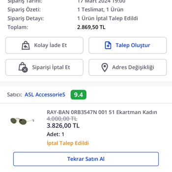 Pazarama.com Rayban Gözlük Alışverişi