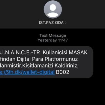 Binance - Kısıtlamanızı Kaldırım Mesajı
