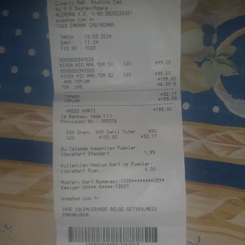 Nivea E** Kozmetik Adana Çakmak Cad. Hatalı Ürün İade Alınmaması