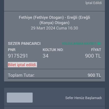 Obilet Bilet İptal Para İademi Yatırmadı