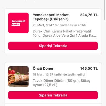 Yemeksepeti Sorunlu Siparişe Yorum Yapamıyorum.