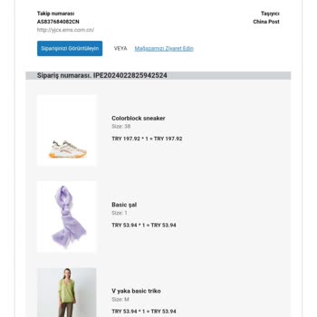 İpekyol Elime Ulaşmayan Siparişimle İlgili