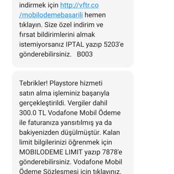 Vodafone Operatörü Playstore'den Alışveriş Yaptığımı Söylüyor