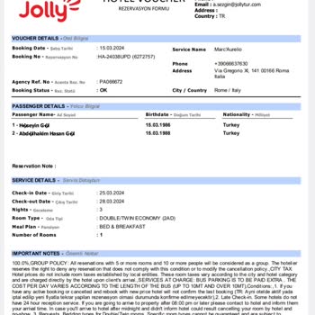 Jolly Tur Roma Otel Fiyasko