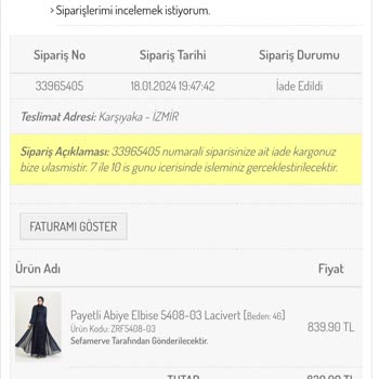 Sefamerve Para İadesi Yapmaması