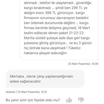Hepsiburada.com Ebebek Satıcısının Siparişi Kendi Kendine İptal Etmesi