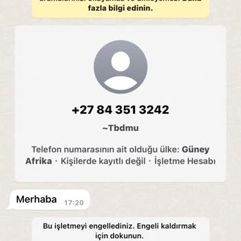 WhatsApp'tan Gelen Afrika Kayıtlı Mesaj.
