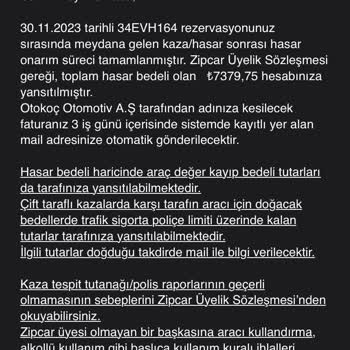 Zip Car Ceza Bildirimi