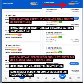 TÜRKSAT Kablo Net Modem Kira Şikayeti