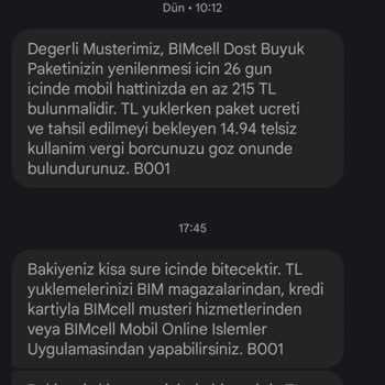 Bimcell Paket Olmasına Rağmen. Lira Hesabımdan Paranı Aldı.