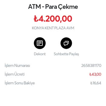22 Mart 2024 Tarifinden Konya Kent Plaza Yapı Kredi ATM