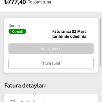 Vodafone Fatura Fazla Gelmesi