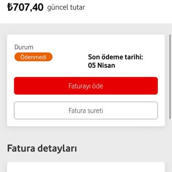 Vodafone Fatura Fazla Gelmesi