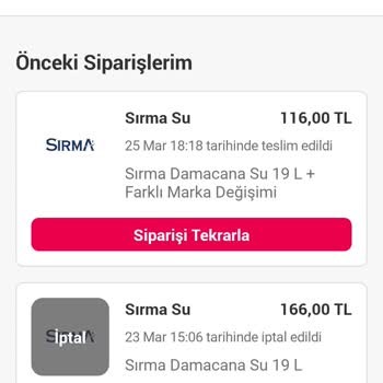 Sırma Damacana Teslim Sorunu