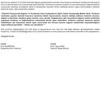 YEDAŞ Elektrik Kesintisi Yüksek Voltaj Arıza