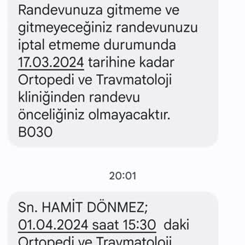 Tekirdağ Dr. İsmail Fehmi Cumalıoğlu Şehir Hastanesi Tekirdağ Yenişehir Hastanesinin Randevu İptali.
