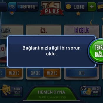 101 Okey Plus Bağlantı Sorunu Çözülsün Artık.