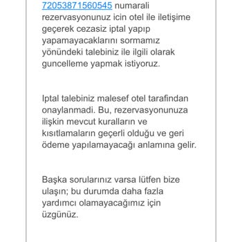 Hotels.com Rezervasyon İptalinin Yapılmaması