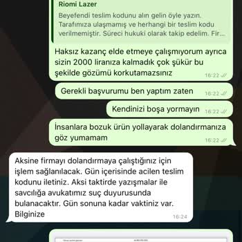 Riomi Lazer Aleti Bozuk Geldi Ve Çalışanların Müşteri İle İletişim Şek