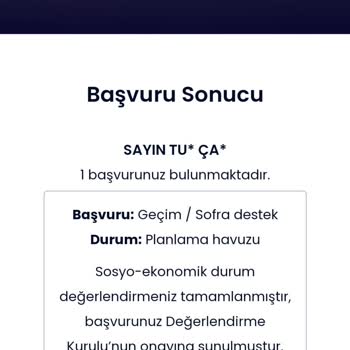 İBB - İstanbul Büyükşehir Belediyesi Yardım Başvuru Sonucu