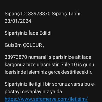 Sefamerve Ücret İadem Yapılmadı